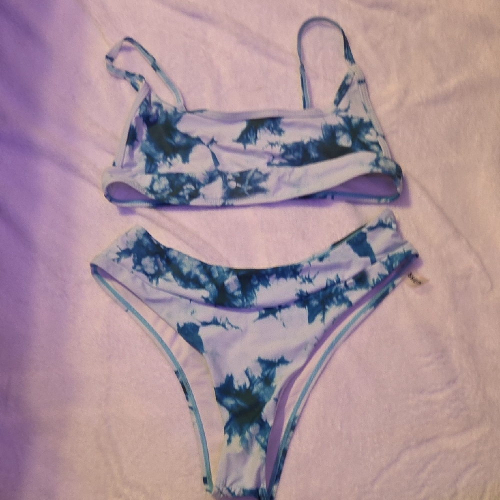 Blue Tie-Dye Two-Piece Bikini Set